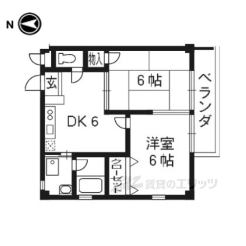 京都市伏見区深草大亀谷西久宝寺町のマンションの間取り