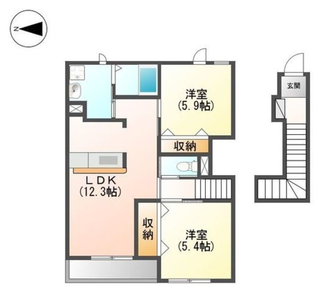 和歌山市毛見のアパートの間取り