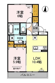 広島市安佐北区亀山南のアパートの間取り