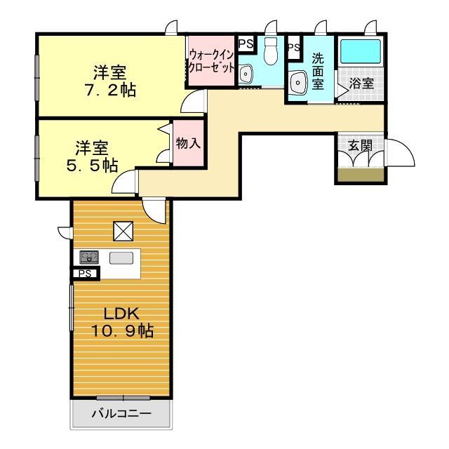 下関市綾羅木本町のアパートの間取り