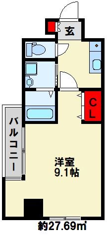 北九州市小倉北区室町のマンションの間取り