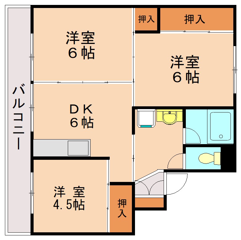 ビレッジハウスいなつき２号棟の間取り