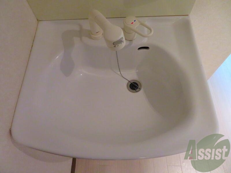 洗面設備　シャワー付き洗面台になります。シャワー付きなのは便利ですね。