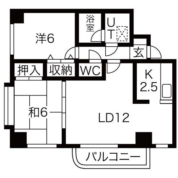 札幌市北区新琴似六条のマンションの間取り
