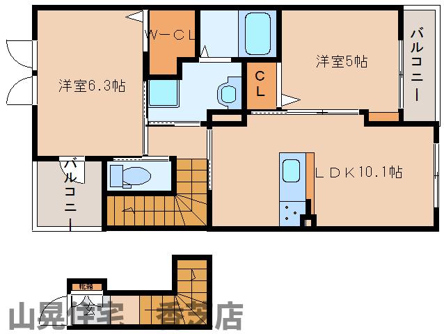 奈良県香芝市五位堂６（アパート）の賃貸物件の間取り