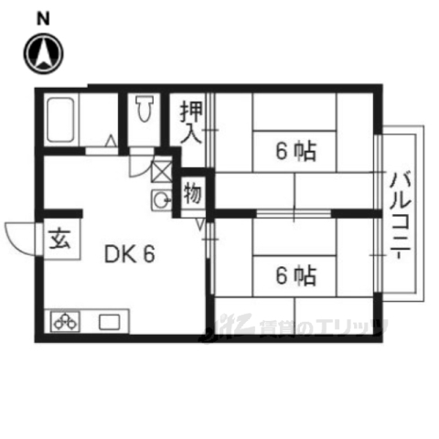 京都市山科区東野南井ノ上町のアパートの間取り