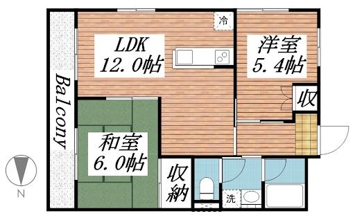 和歌山市栗栖のアパートの間取り