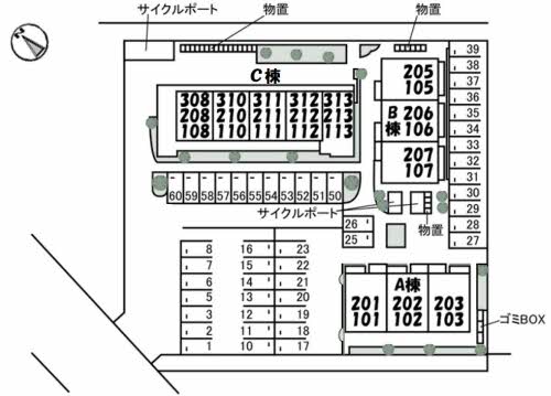 【出雲市高岡町のアパートの駐車場】