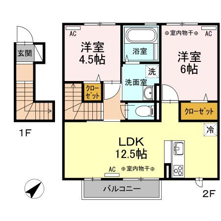 西東京市西原町のアパートの間取り