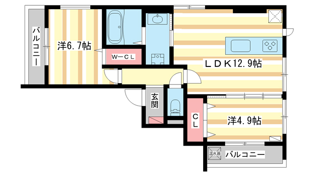 木津川市木津のアパートの間取り