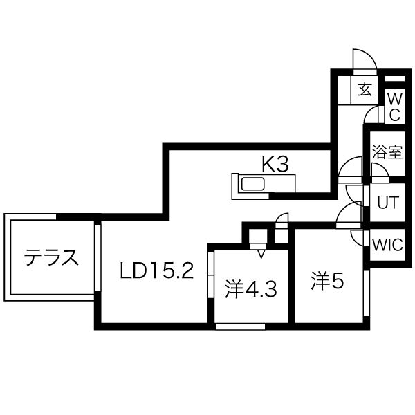 【札幌市中央区南十八条西のマンションの間取り】