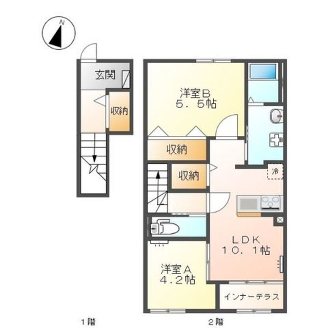 八王子市下柚木のアパートの間取り