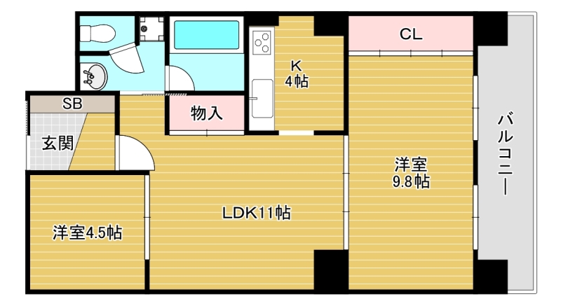 大阪市天王寺区筆ケ崎町のマンションの間取り