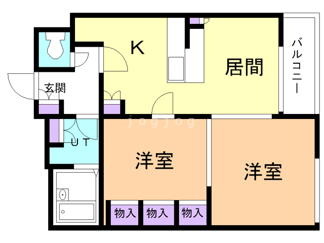 苫小牧市拓勇西町のアパートの間取り