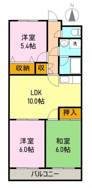 富士市南松野のマンションの間取り