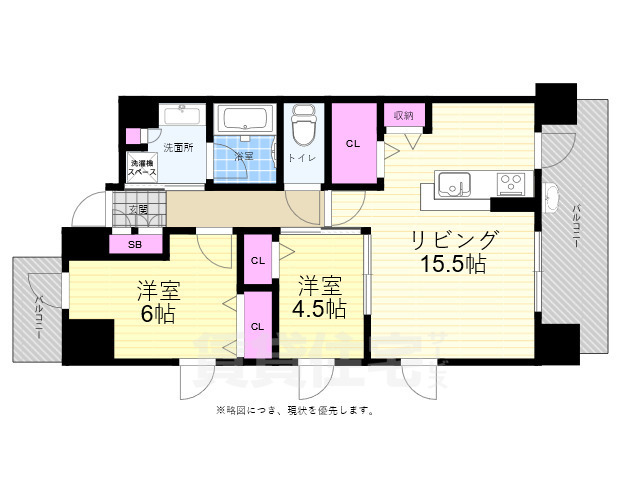 広島市中区舟入本町のマンションの間取り