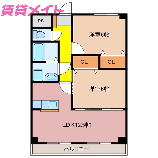 四日市市楠町南五味塚のマンションの間取り