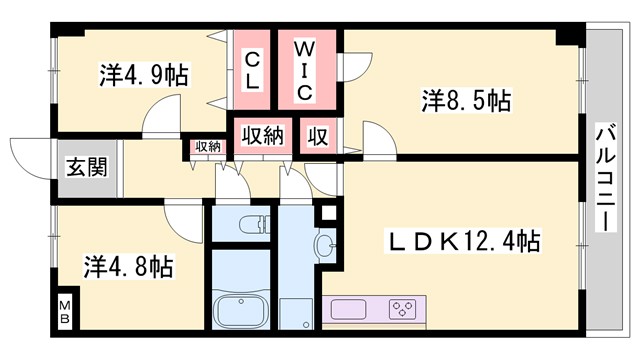 キャッスルコート東辻井の間取り