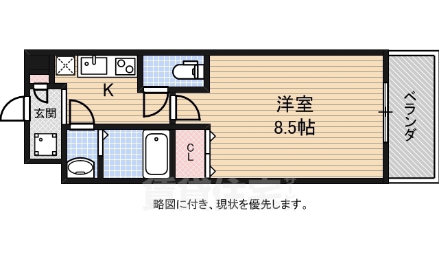 京都市下京区因幡堂町のマンションの間取り