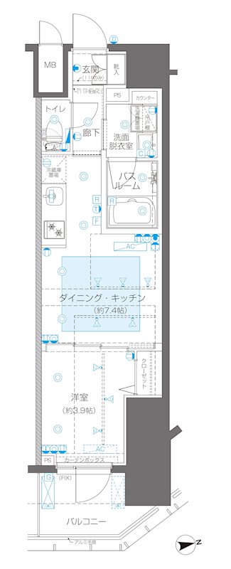 新宿区新宿のマンションの間取り