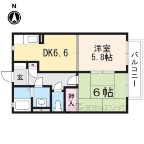 福知山市字篠尾のアパートの間取り