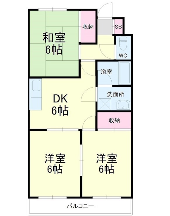 浜松市浜名区中瀬のマンションの間取り