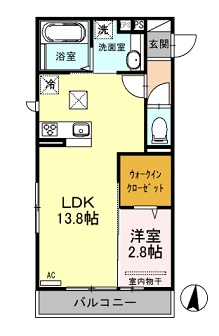 広島市安佐北区亀山南のアパートの間取り