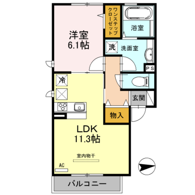 東大阪市喜里川町のアパートの間取り