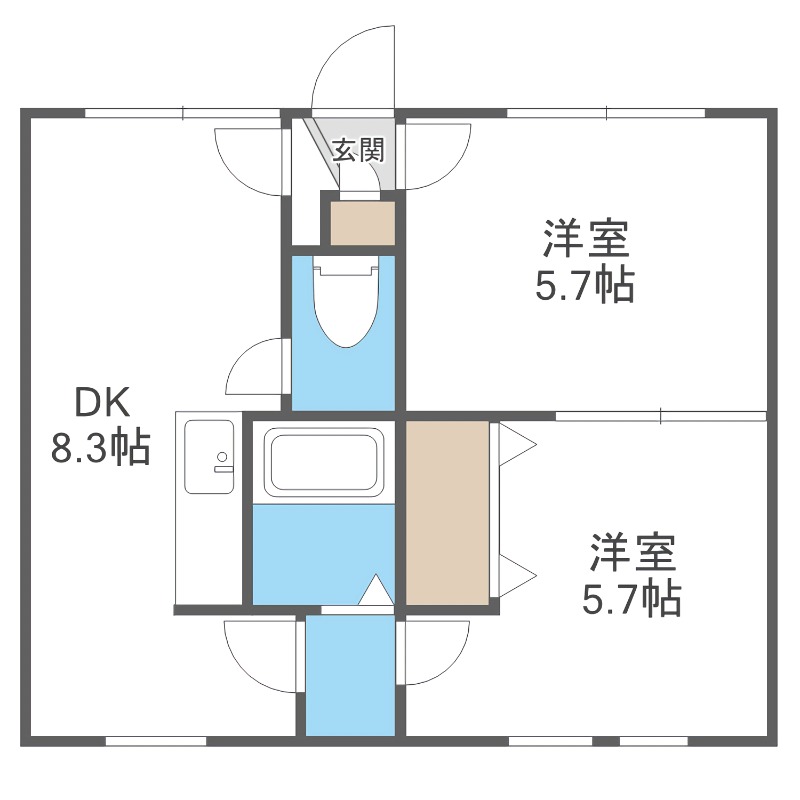 札幌市白石区本通のアパートの間取り