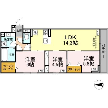 八王子市本町のアパートの間取り