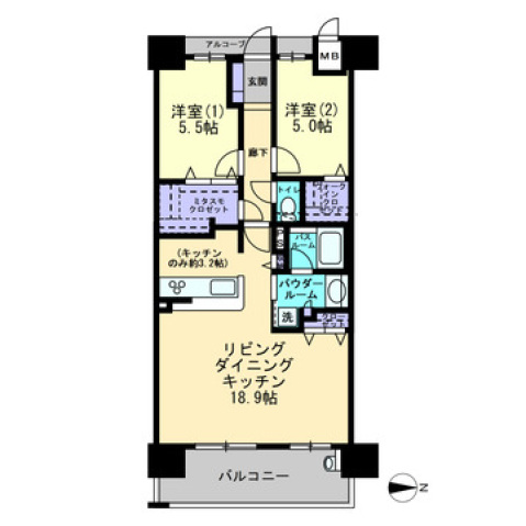 熊本市西区二本木のマンションの間取り