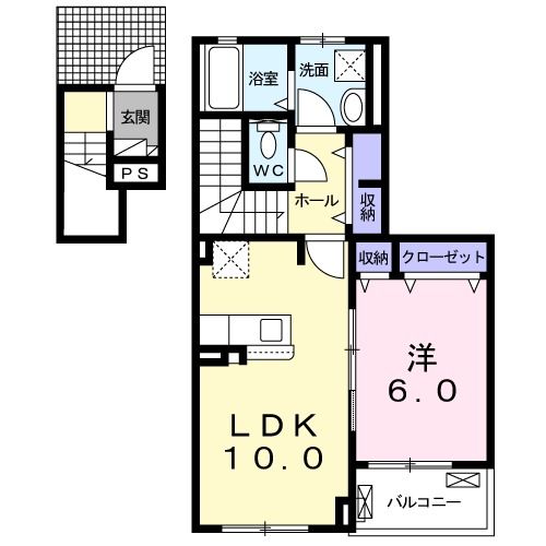 福岡県北九州市八幡東区大宮町（アパート）の賃貸物件の間取り