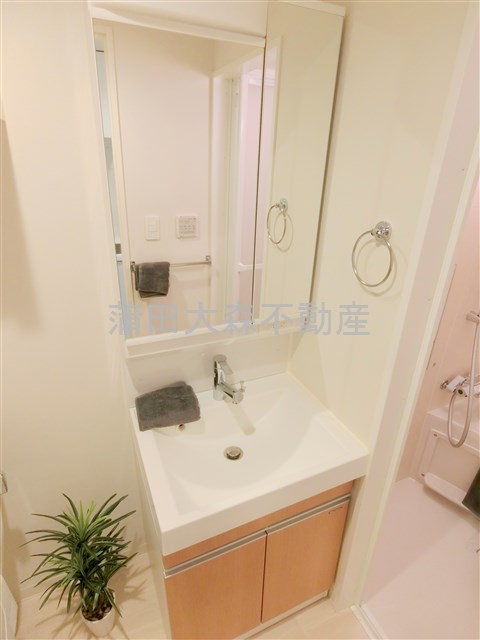 洗面設備　2面鏡鏡裏収納の独立洗面台　洗面脱衣所