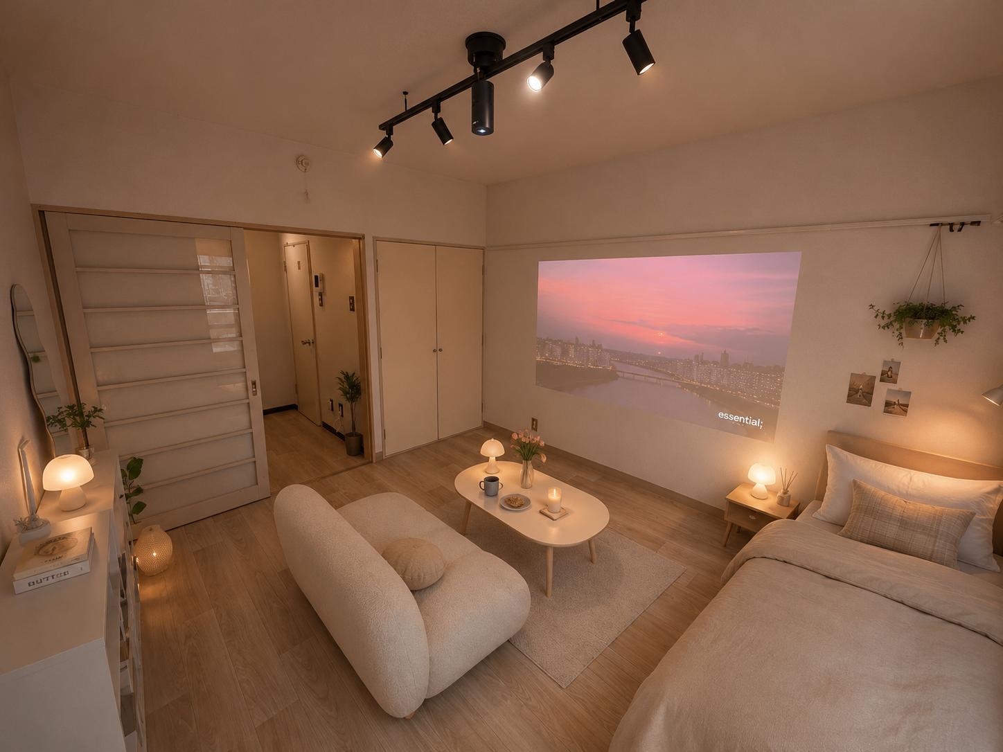 居室・リビング　部屋には天吊り大画面プロジェクター付き！※画像はイメージです