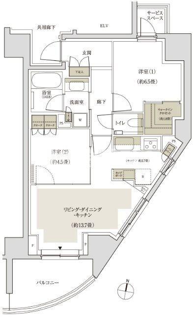 ＪＲ埼京線 十条駅 徒歩8分 14階建 築2年の間取り写真