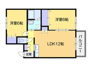 小樽市船浜町のアパートの間取り