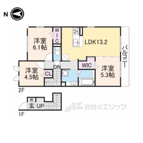 橿原市地黄町のアパートの間取り