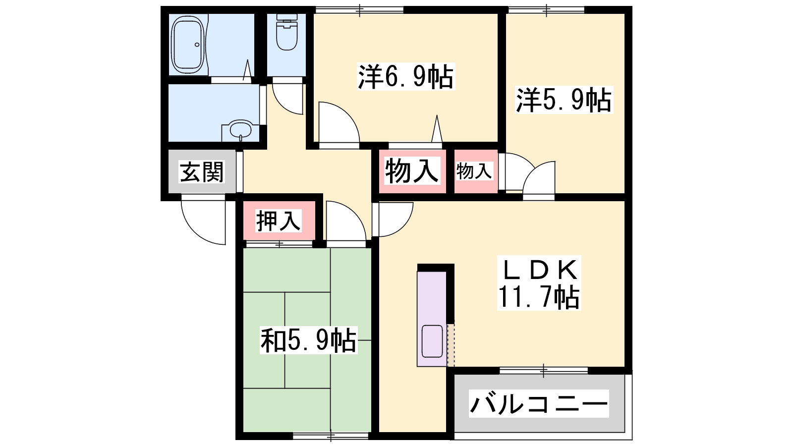 兵庫県姫路市飾磨区付城１（アパート）の賃貸物件の間取り