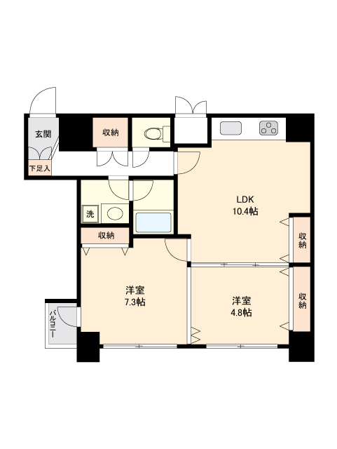 【仙台市宮城野区榴岡のマンションの間取り】