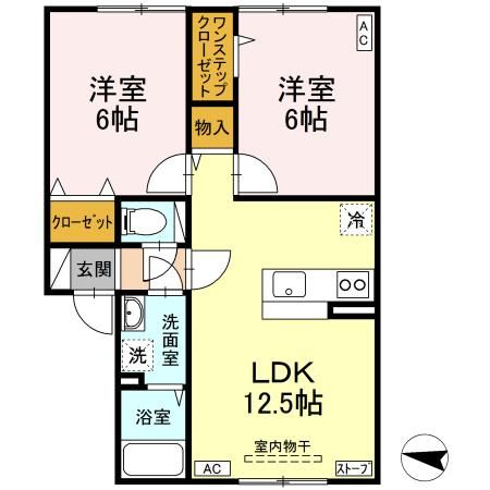 フラワータウン栄町　Ａの間取り