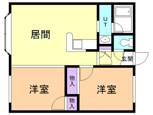 白老郡白老町日の出町のアパートの間取り