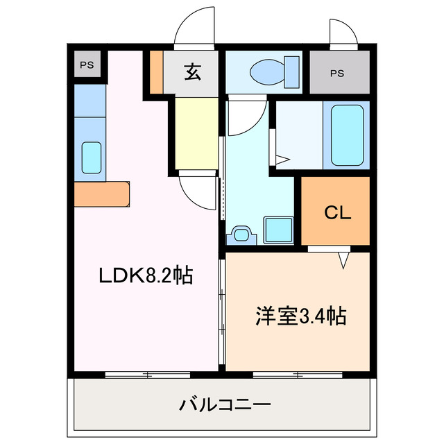 鈴鹿市稲生塩屋のマンションの間取り