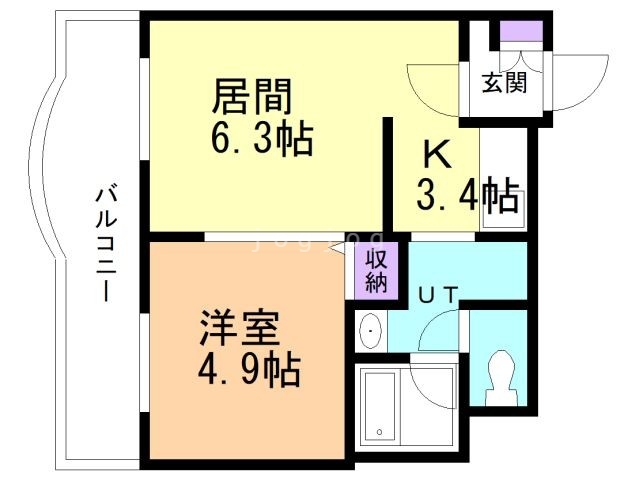 帯広市西二十三条南のマンションの間取り