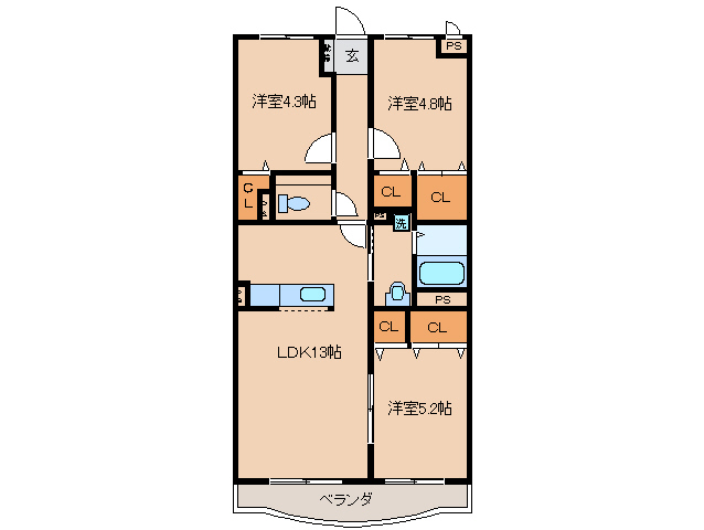 鈴鹿市高岡台のマンションの間取り