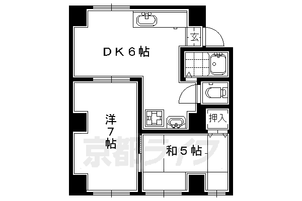 京都市東山区西川原町のマンションの間取り