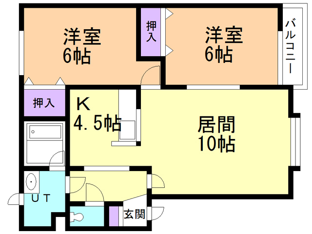 苫小牧市沼ノ端中央のアパートの間取り