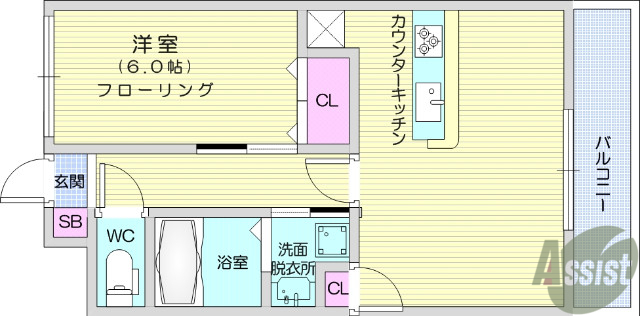 仙台市太白区郡山のマンションの間取り