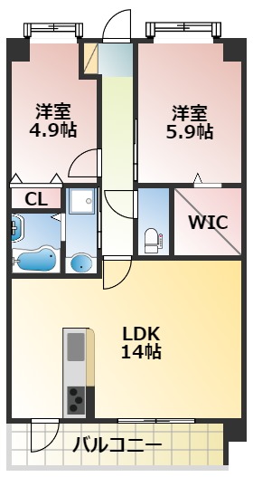 熊本市西区上熊本のマンションの間取り