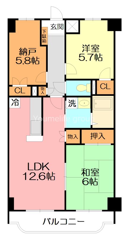 平塚市中原のマンションの間取り