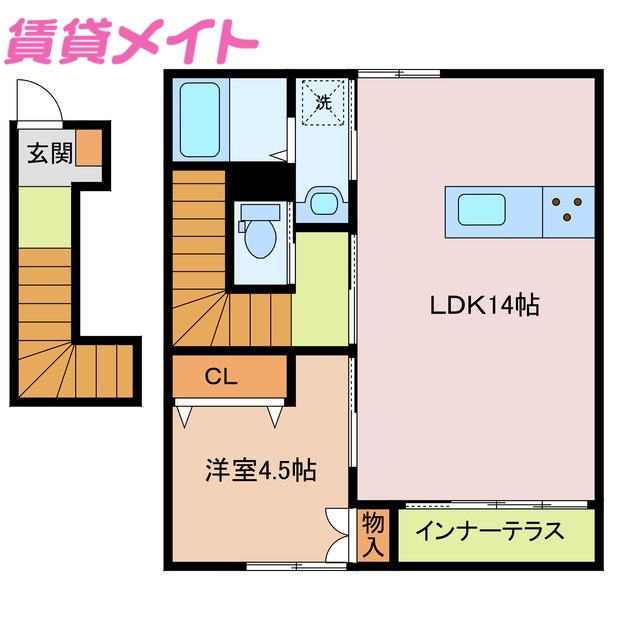 鈴鹿市西条のアパートの間取り